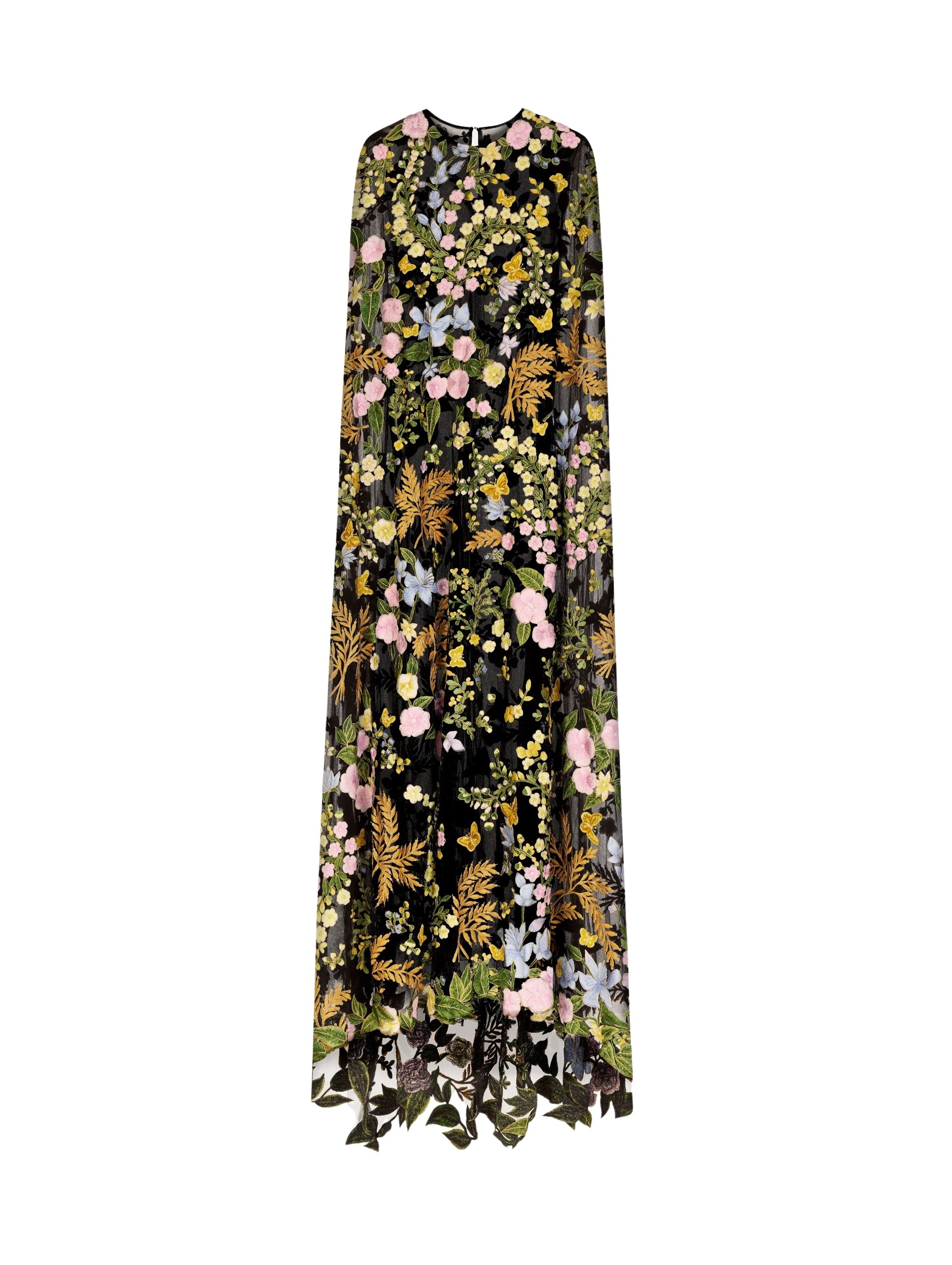 Oscar de la Renta Dominican Mixed-Floral Guipure Caftan