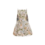 Oscar de la Renta Dominican Mixed-Floral Guipure Cape-Back Dress - Dresses - American Luxury Evening Wear at Coveti
