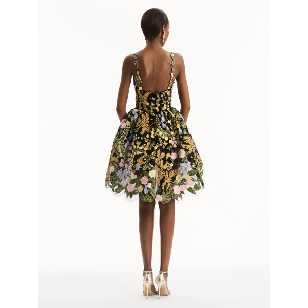 Oscar de la Renta Dominican Mixed-Floral Guipure High-Low Dress - Dresses - American Luxury Evening Wear at Coveti