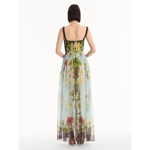 Oscar de la Renta Dominican Mixed-Floral Silk Chiffon Gown - Dresses - American Luxury Evening Wear at Coveti