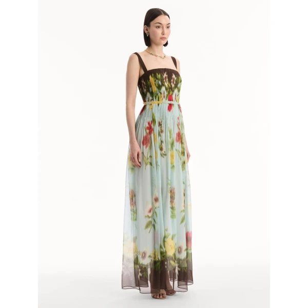 Oscar de la Renta Dominican Mixed-Floral Silk Chiffon Gown - Dresses - American Luxury Evening Wear at Coveti