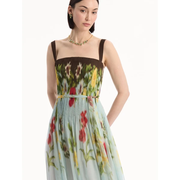 Oscar de la Renta Dominican Mixed-Floral Silk Chiffon Gown - Dresses - American Luxury Evening Wear at Coveti