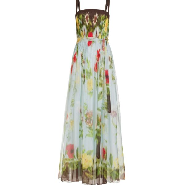 Oscar de la Renta Dominican Mixed-Floral Silk Chiffon Gown - Dresses - American Luxury Evening Wear at Coveti