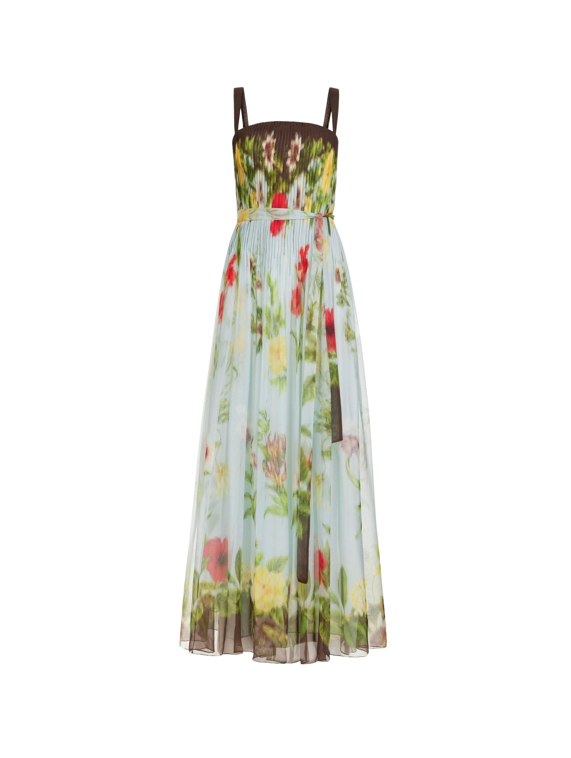 Oscar de la Renta Dominican Mixed-Floral Silk Chiffon Gown - Dresses - American Luxury Evening Wear at Coveti