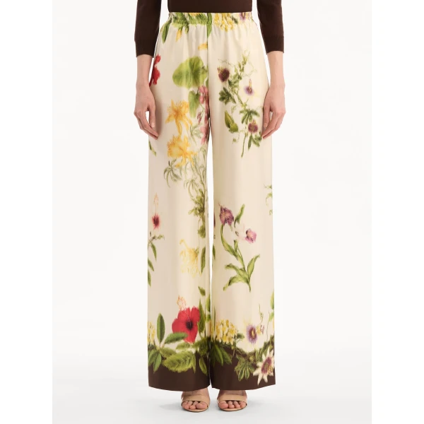Oscar de la Renta Dominican Mixed-Floral Wide Leg Pant - Pants - American Luxury Evening Wear at Coveti