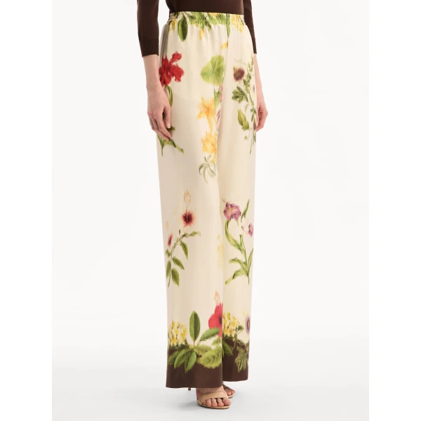Oscar de la Renta Dominican Mixed-Floral Wide Leg Pant - Pants - American Luxury Evening Wear at Coveti