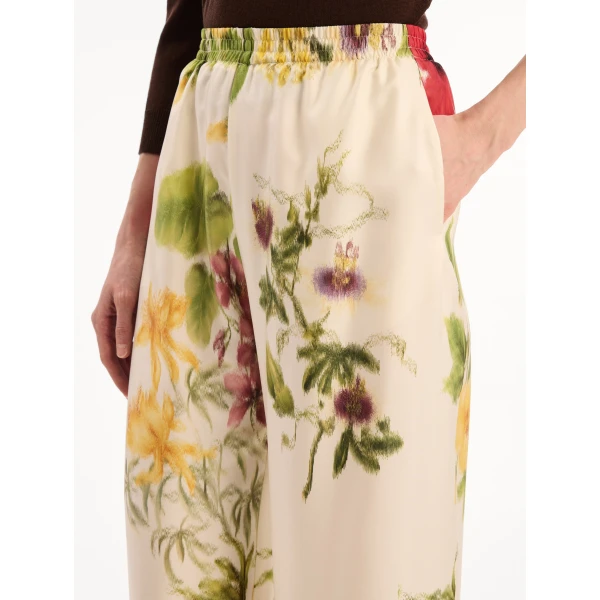 Oscar de la Renta Dominican Mixed-Floral Wide Leg Pant - Pants - American Luxury Evening Wear at Coveti