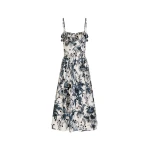 Oscar de la Renta Dotted Palm Leaves Cotton Poplin Sleeveless Dress - Dresses - American Luxury Evening Wear at Coveti