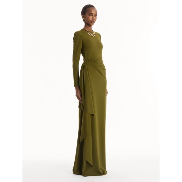 Oscar de la Renta Drape-Detail Jersey Gown - Dresses - American Luxury Evening Wear at Coveti