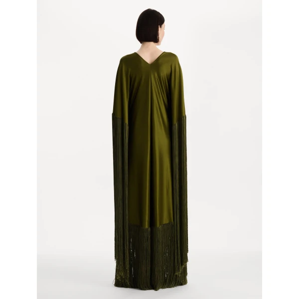 Oscar de la Renta Fringe Jersey Caftan - Kimono - American Luxury Evening Wear at Coveti