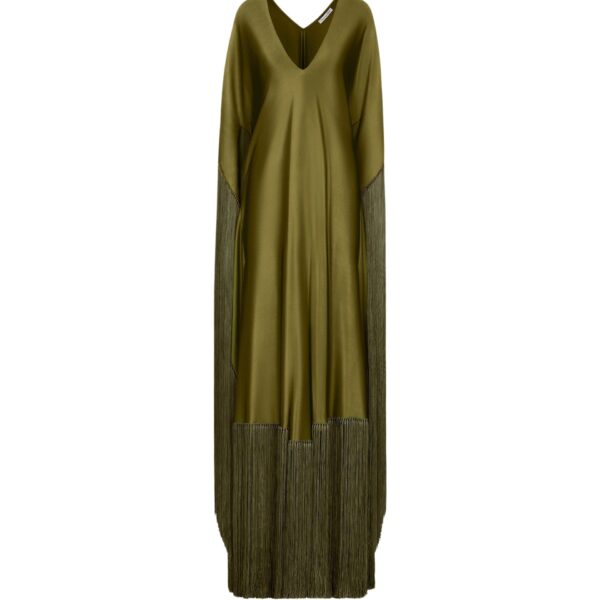 Oscar de la Renta Fringe Jersey Caftan - Kimono - American Luxury Evening Wear at Coveti