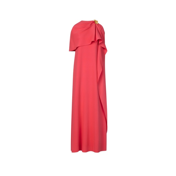 Oscar de la Renta Hibiscus Brooch Georgette Caftan