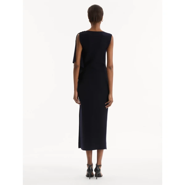Oscar de la Renta Hibiscus Brooch Knit Dress - Dresses - American Luxury Evening Wear at Coveti