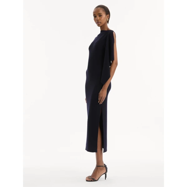 Oscar de la Renta Hibiscus Brooch Knit Dress - Dresses - American Luxury Evening Wear at Coveti