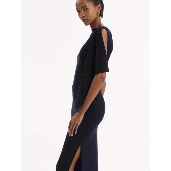 Oscar de la Renta Hibiscus Brooch Knit Dress - Dresses - American Luxury Evening Wear at Coveti