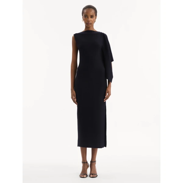 Oscar de la Renta Hibiscus Brooch Knit Dress - Dresses - American Luxury Evening Wear at Coveti