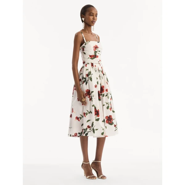 Oscar de la Renta Hibiscus Cotton Poplin Dress - Dresses - American Luxury Evening Wear at Coveti