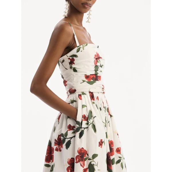 Oscar de la Renta Hibiscus Cotton Poplin Dress - Dresses - American Luxury Evening Wear at Coveti