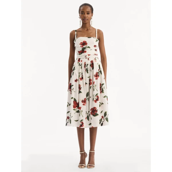 Oscar de la Renta Hibiscus Cotton Poplin Dress - Dresses - American Luxury Evening Wear at Coveti