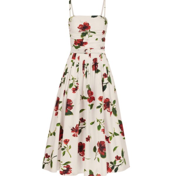 Oscar de la Renta Hibiscus Cotton Poplin Dress - Dresses - American Luxury Evening Wear at Coveti