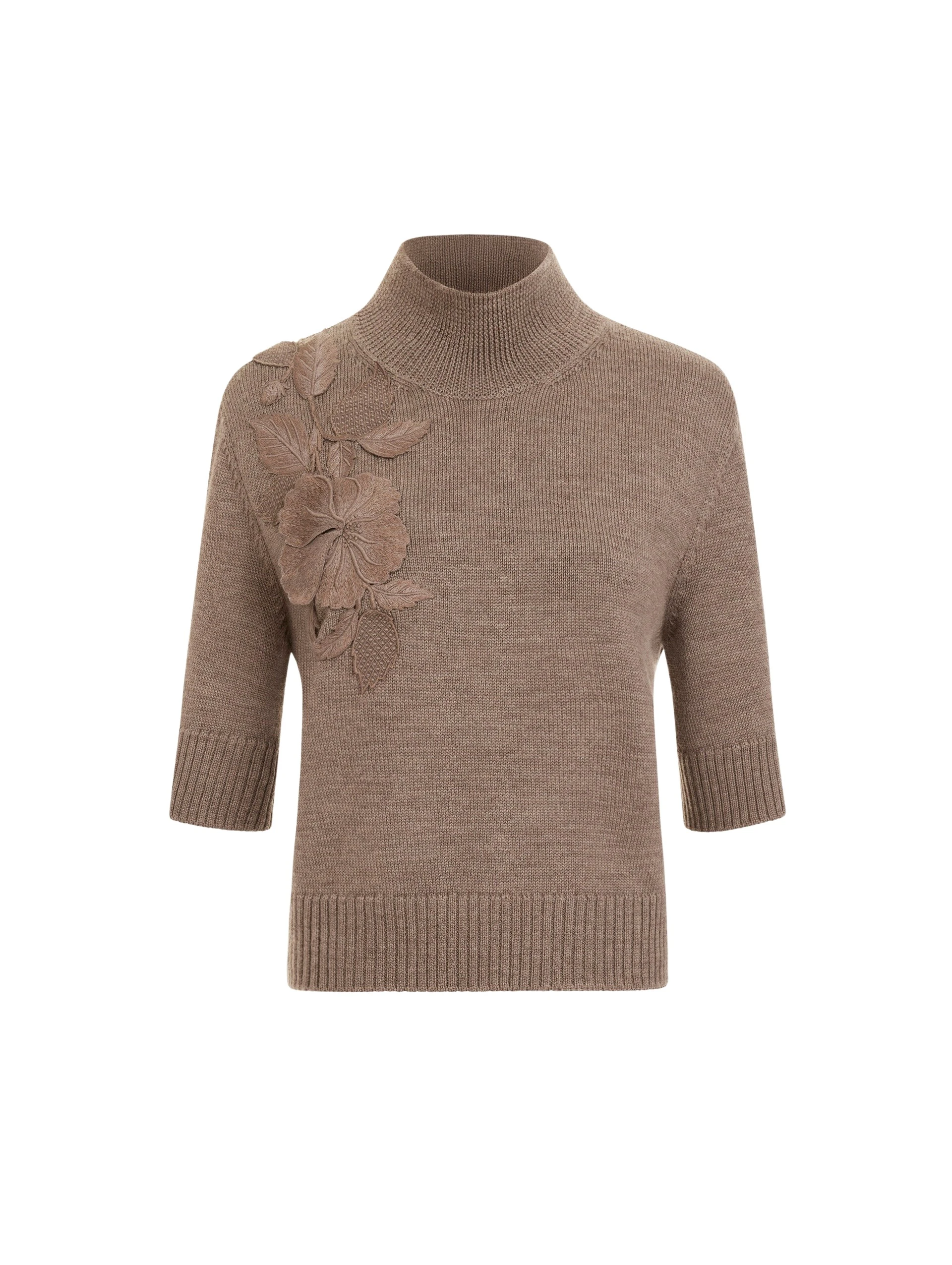 Oscar-de-la-Renta-Hibiscus-Embroidered-Knit-Pullover25675_nobg Oscar de la Renta Hibiscus Embroidered Knit Pullover - Knitwear - American Luxury Evening Wear at Coveti