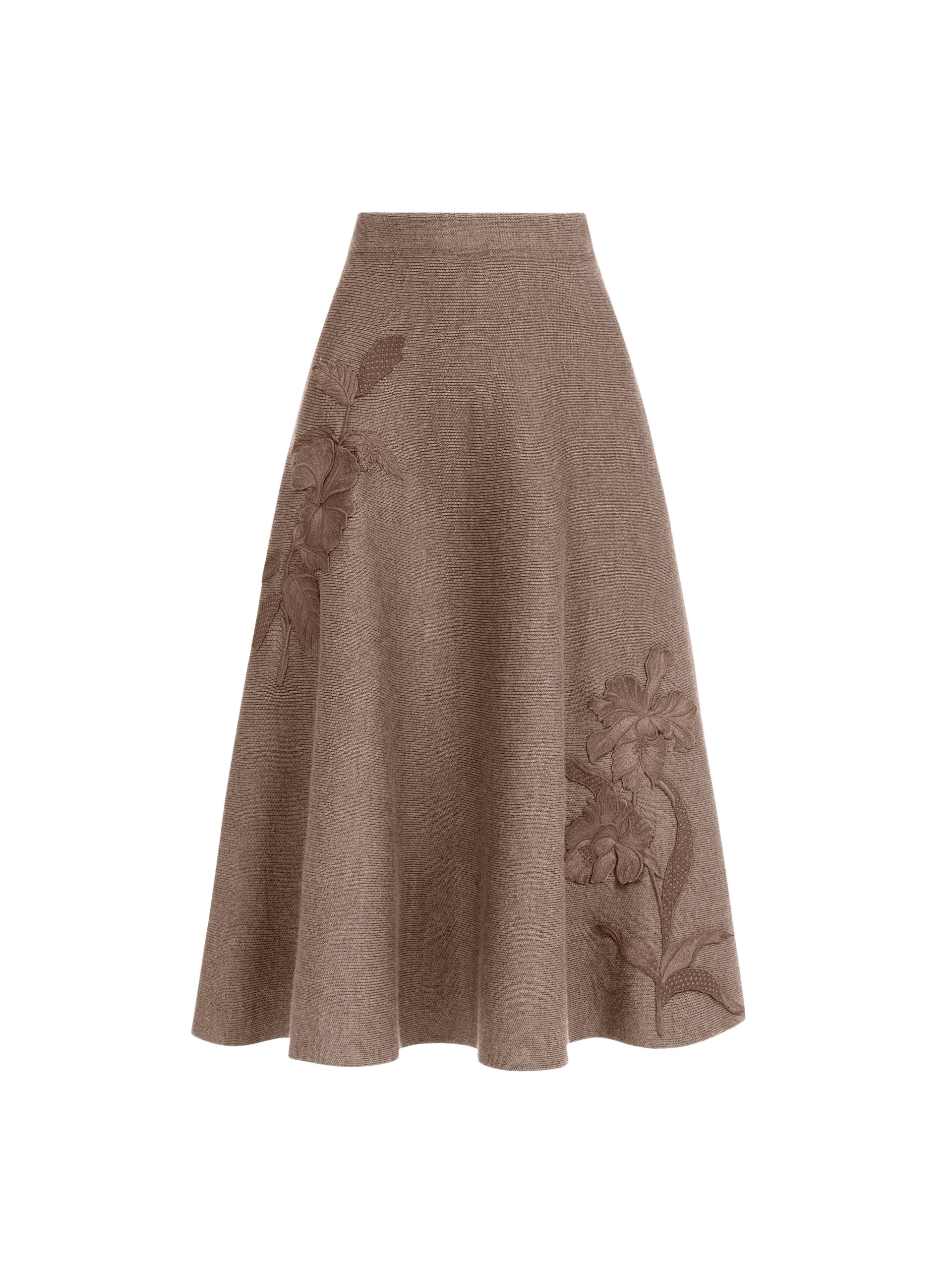 Oscar de la Renta Hibiscus Embroidered Knit Skirt - Skirts - American Luxury Evening Wear at Coveti
