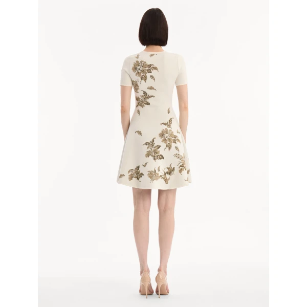 Oscar de la Renta Hibiscus Metallic Jacquard Dress - Dresses - American Luxury Evening Wear at Coveti