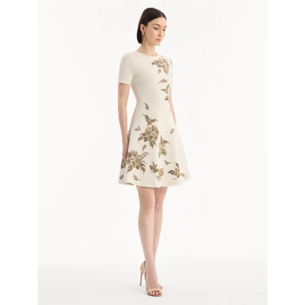 Oscar de la Renta Hibiscus Metallic Jacquard Dress - Dresses - American Luxury Evening Wear at Coveti