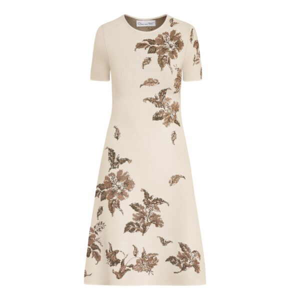 Oscar de la Renta Hibiscus Metallic Jacquard Dress - Dresses - American Luxury Evening Wear at Coveti