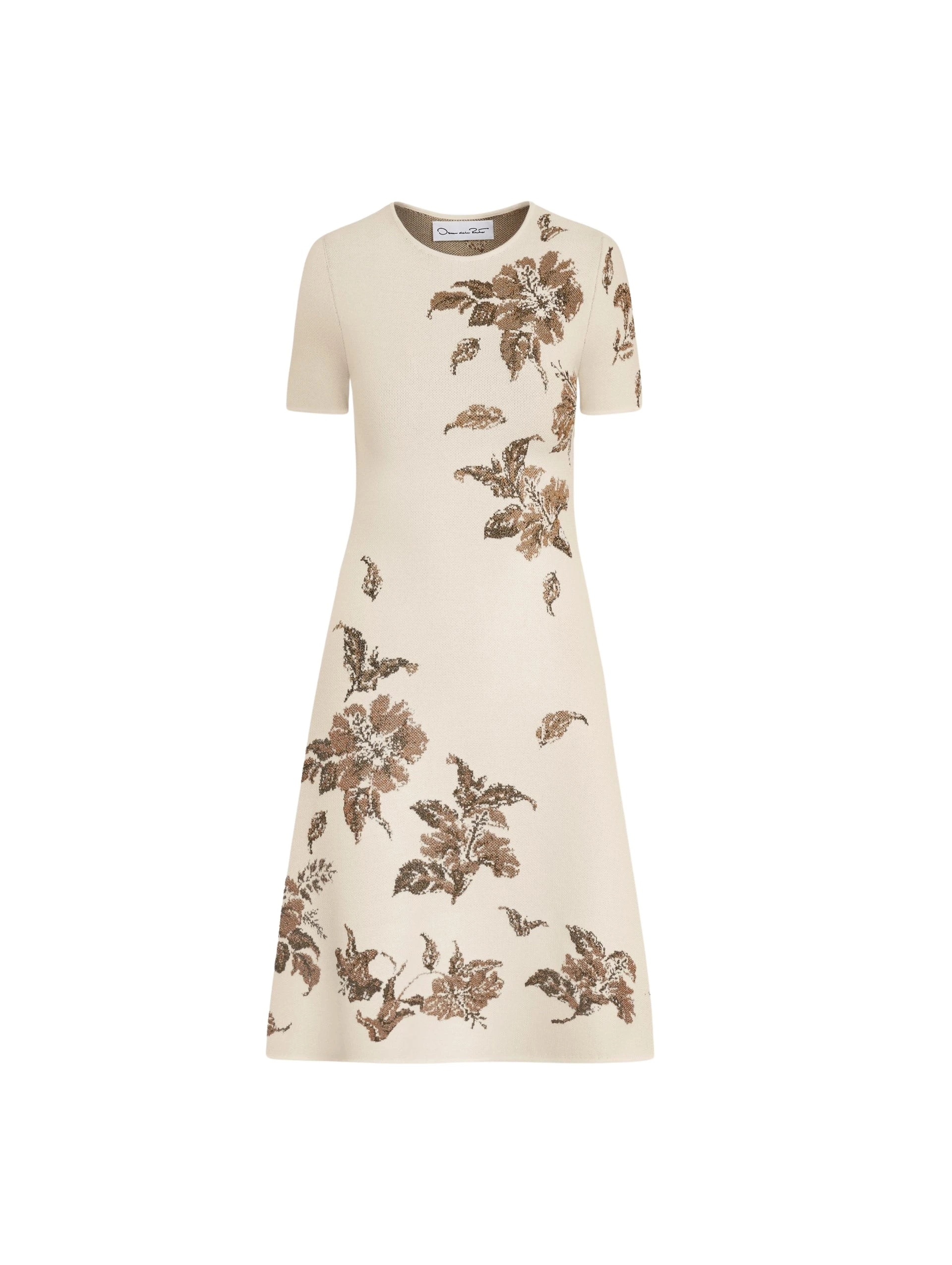 Oscar de la Renta Hibiscus Metallic Jacquard Dress - Dresses - American Luxury Evening Wear at Coveti