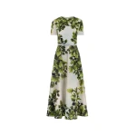 Oscar de la Renta Maple Leaves Cotton Poplin Dress