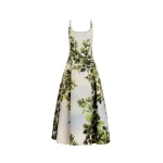 Oscar de la Renta Maple Leaves Faille Dress