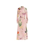 Oscar de la Renta Mixed Botanical Cotton Poplin Collared Dress