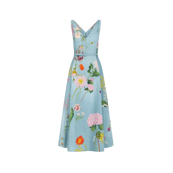 Oscar de la Renta Mixed Botanical Cotton Poplin Dress