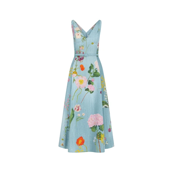 Oscar de la Renta Mixed Botanical Cotton Poplin Dress