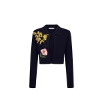 Oscar de la Renta Mixed Botanical Cropped Jacket