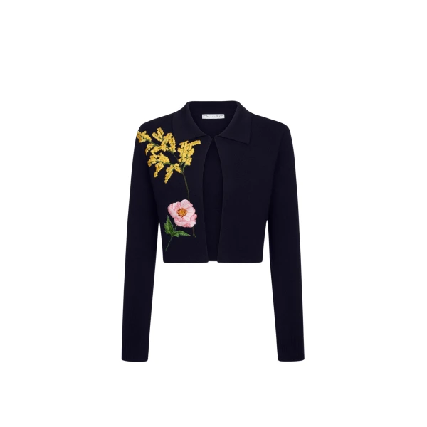 Oscar de la Renta Mixed Botanical Cropped Jacket