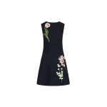 Oscar de la Renta Mixed Botanical Embroidered Dress