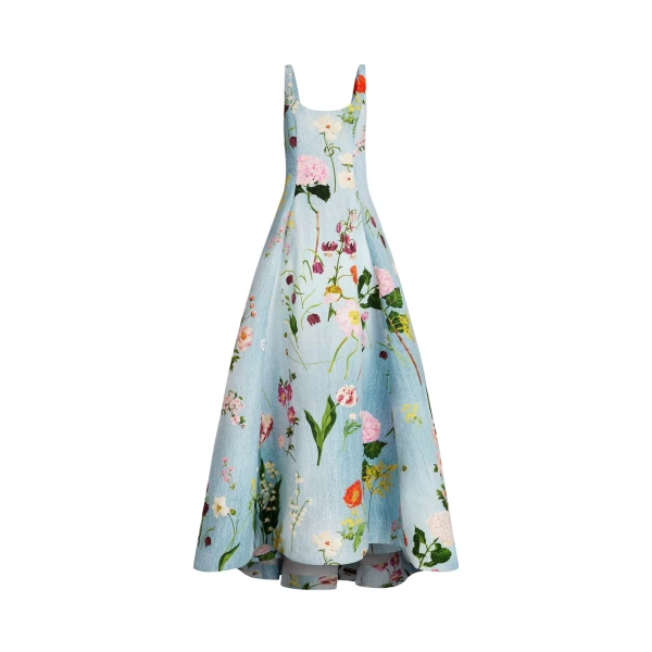 Oscar de la Renta Mixed Botanical Faille Gown