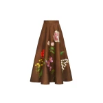 Oscar de la Renta Mixed Botanical Midi Skirt