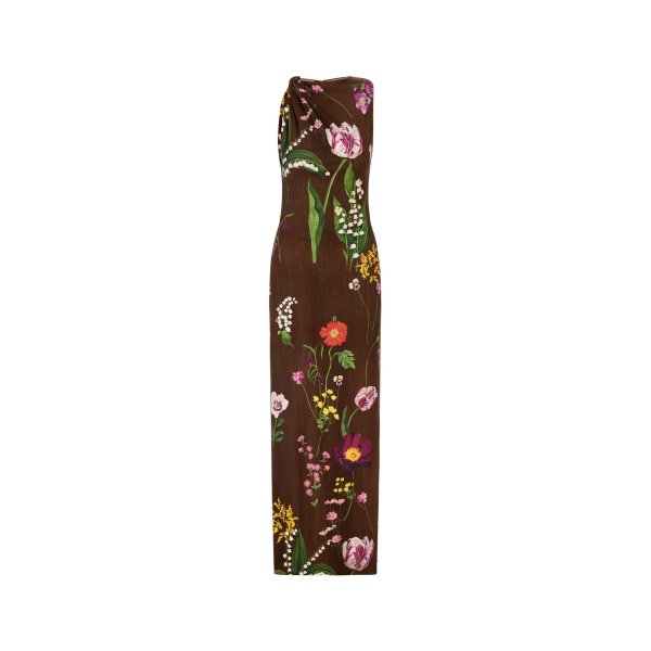 Oscar de la Renta Mixed Botanical Milano Jersey Dress