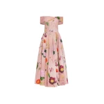 Oscar de la Renta Mixed Botanical Off-Shoulder Dress