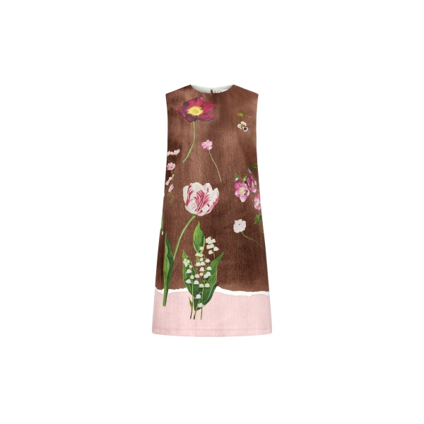 Oscar de la Renta Mixed Botanical Shift Dress