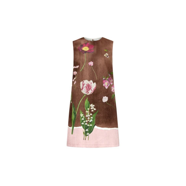 Oscar de la Renta Mixed Botanical Shift Dress