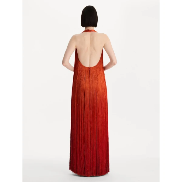 Oscar de la Renta Ombré Fringe Gown - Dresses - American Luxury Evening Wear at Coveti