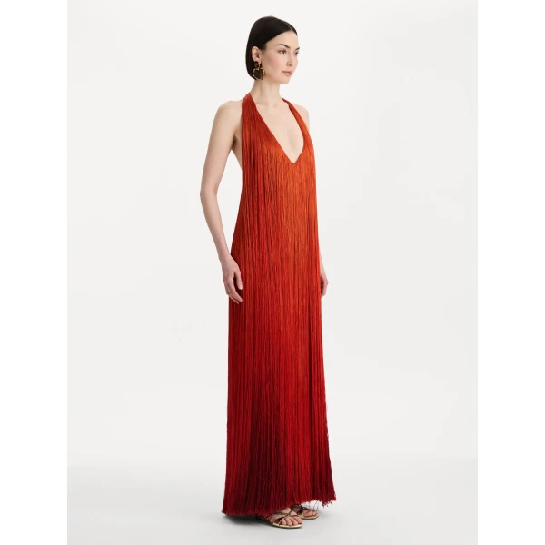 Oscar de la Renta Ombré Fringe Gown - Dresses - American Luxury Evening Wear at Coveti
