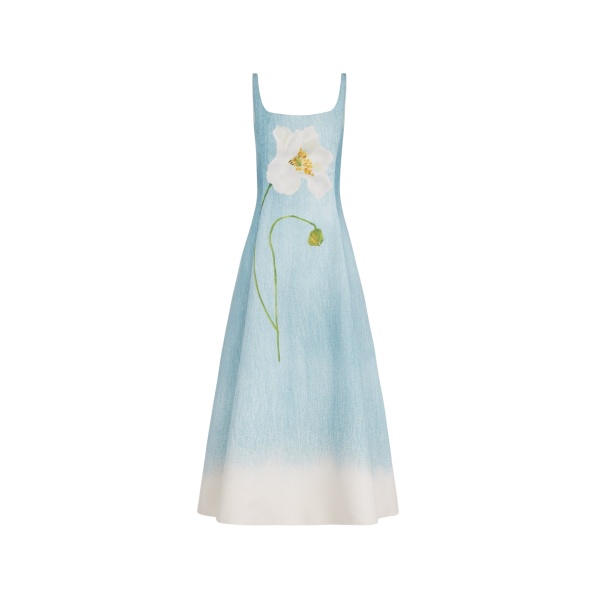 Oscar de la Renta Ombré Peony Faille Dress
