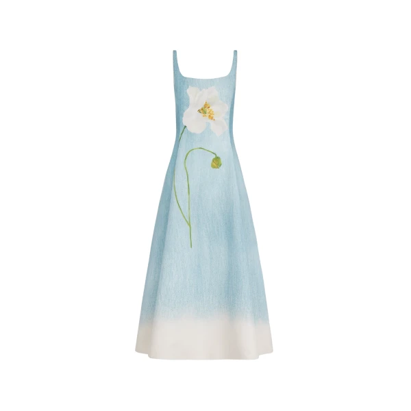 Oscar de la Renta Ombré Peony Faille Dress