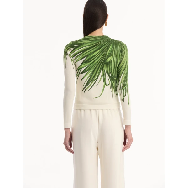 Oscar de la Renta Palm Leaves Cardigan - Knitwear - American Luxury Evening Wear at Coveti