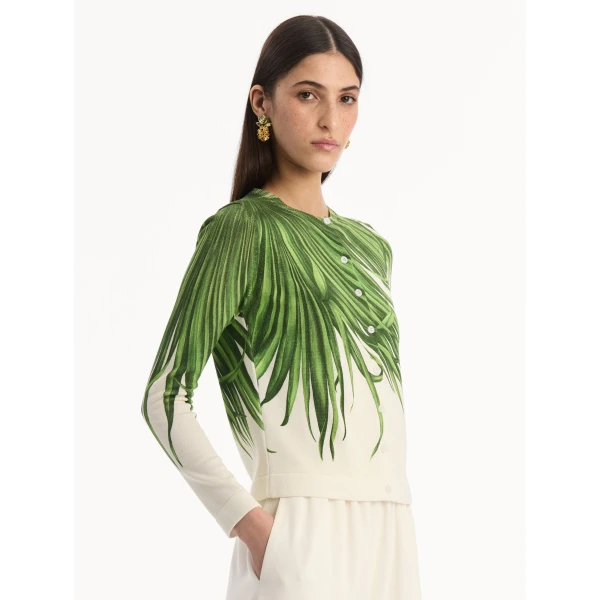 Oscar de la Renta Palm Leaves Cardigan - Knitwear - American Luxury Evening Wear at Coveti